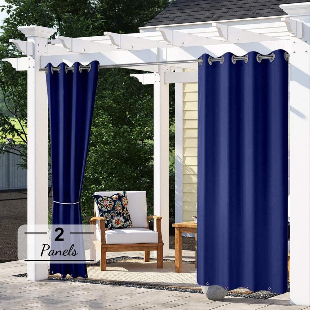 blue Novelty Thermal Grommet Blackout Curtain – 50 in. W x 84 in. L (Set of 2)