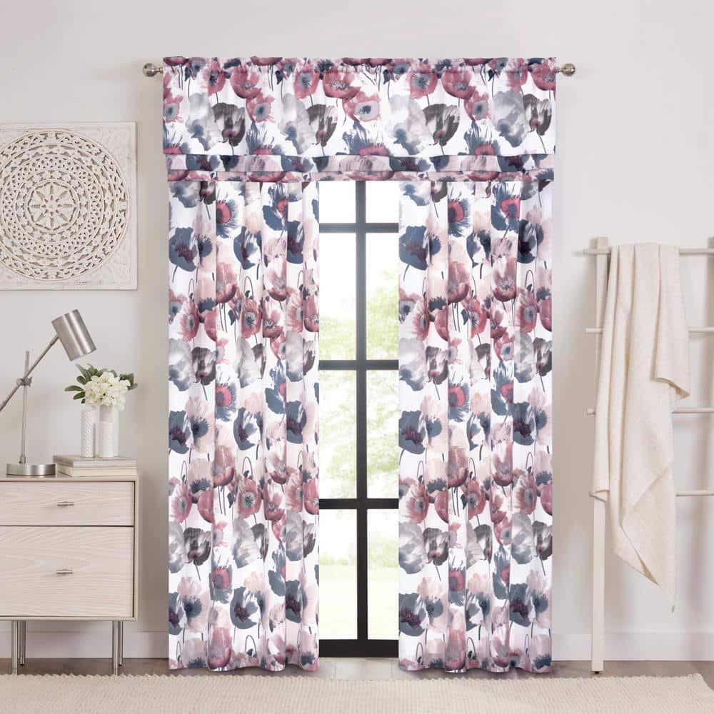 Poppy Field Polyester Room Darkening Window Panel – 50 in. W x 84 in. L in Blush