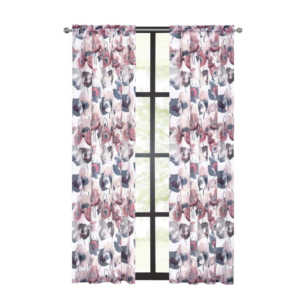 Poppy Field Polyester Room Darkening Window Panel – 50 in. W x 84 in. L in Blush