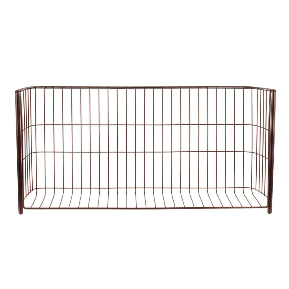 Ashley 5.75 in. x 21 in. x 10.25 in. Steel Large Over the Shelf Basket in Bronze