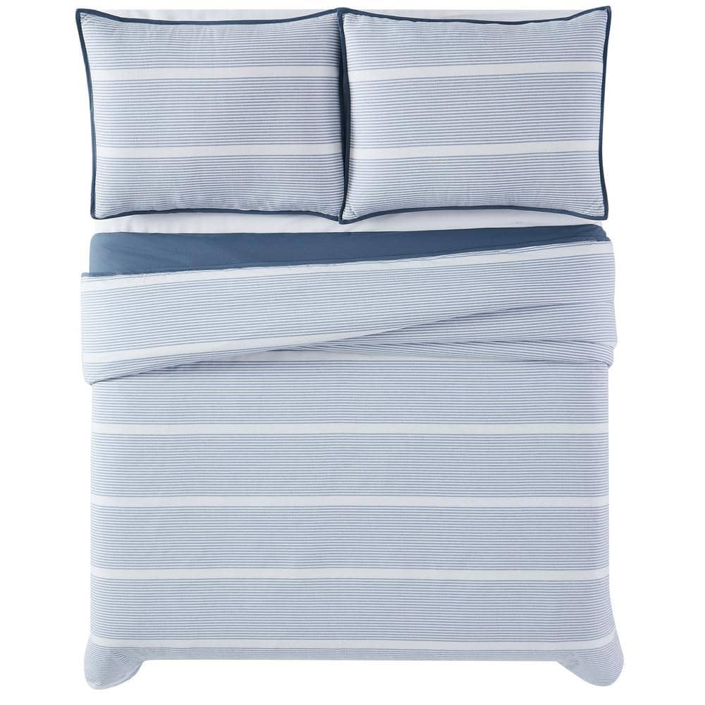 Niari Yarn Dye 2-Piece Blue Stripe Cotton Twin/Twin XL Comforter Set