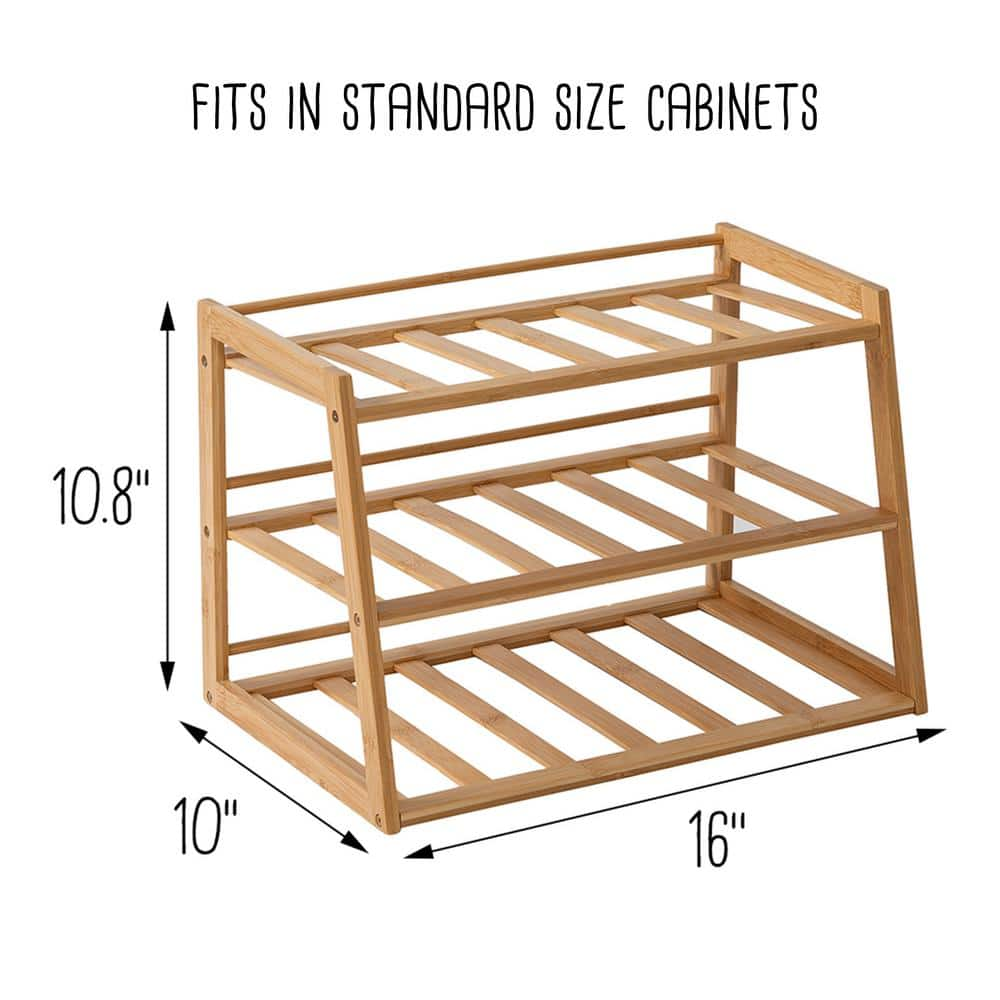 3-Tier Bamboo Water Bottle Organizer for Cabinet or Pantry