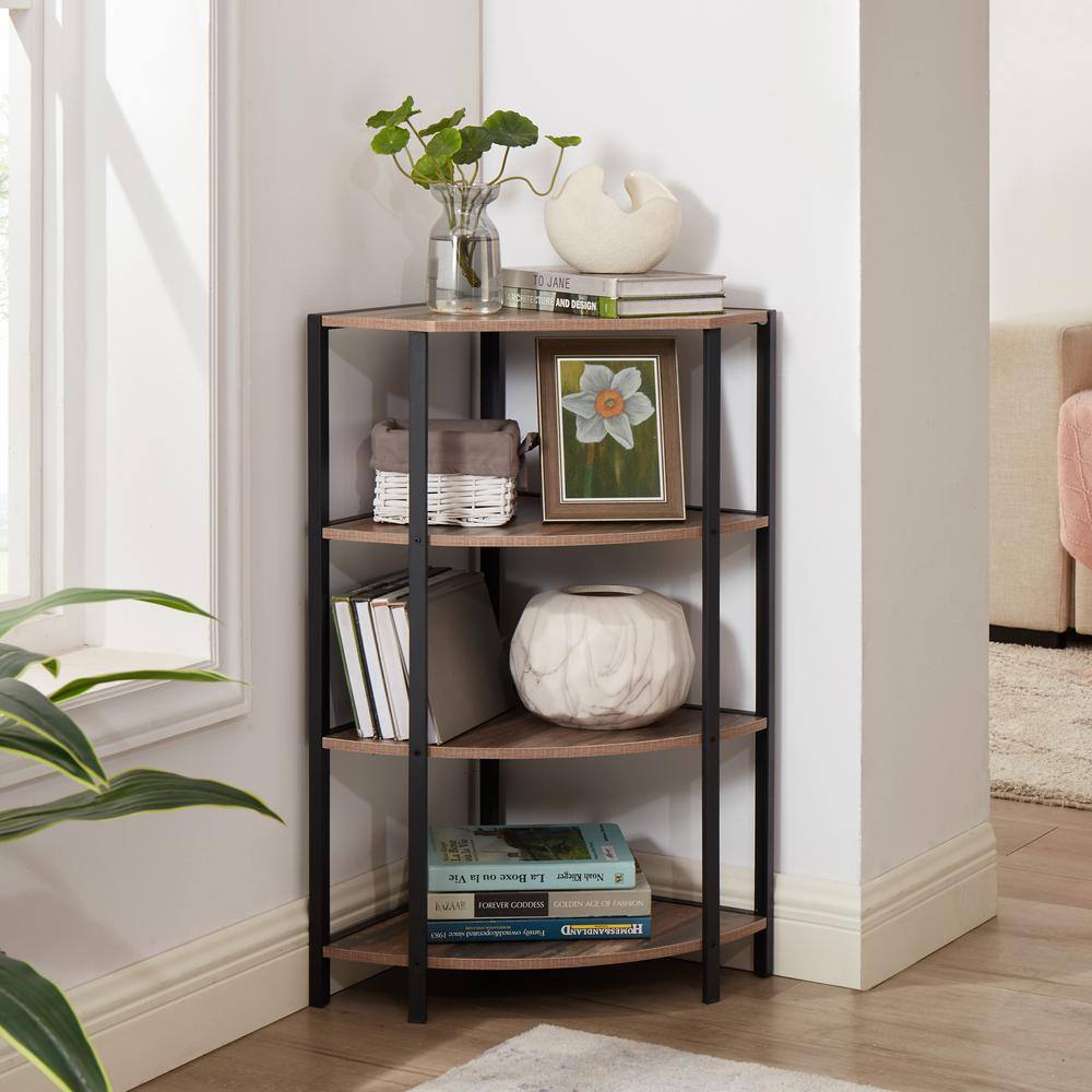 4-Tier Corner Open Shelf for Living Room, Home Office, Kitchen, Small Space