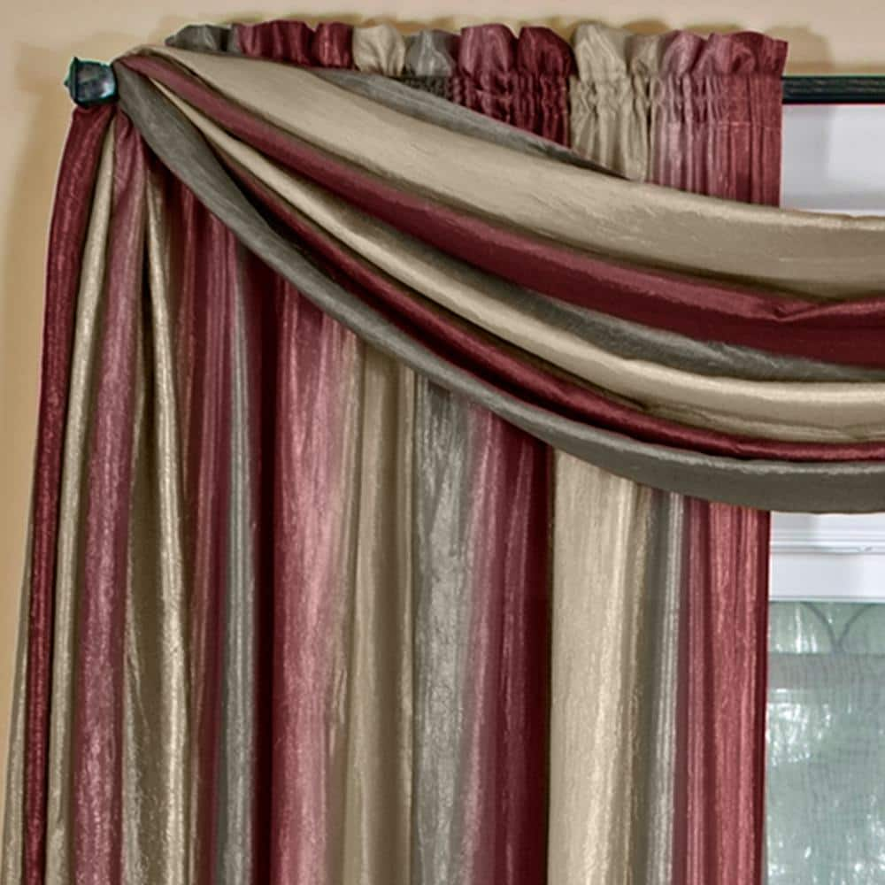 Ombre 144 in. L Polyester Window Curtain Scarf in Burgundy