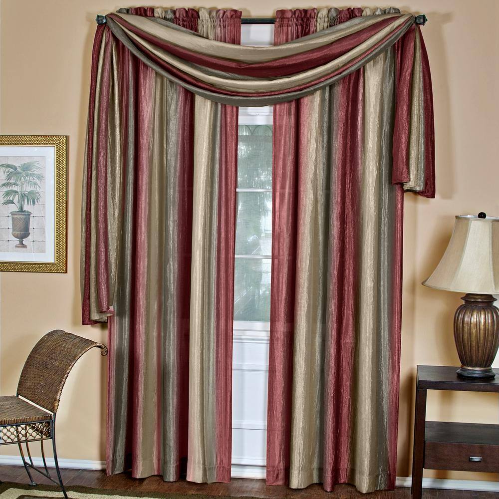 Ombre 144 in. L Polyester Window Curtain Scarf in Burgundy