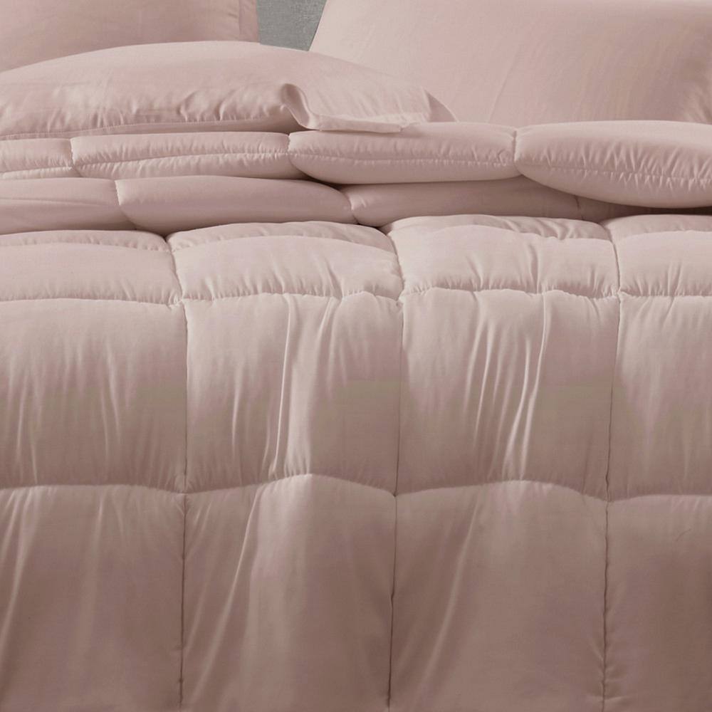 Solid Blush Full/Queen 3-Piece Comforter Set