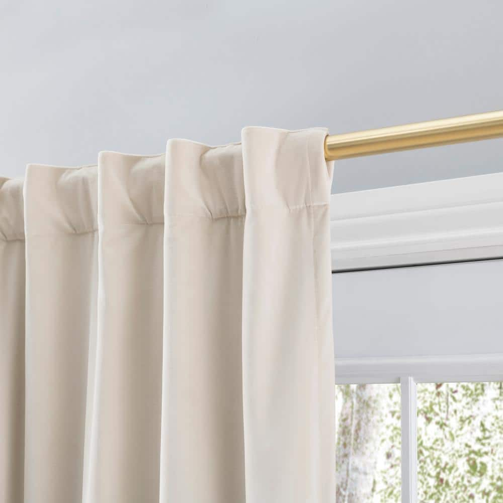 Premium Velvet Champagne Solid 100 in. W x 84 in. L Rod Pocket with Back Tab Room Darkening Curtain Patio Panel