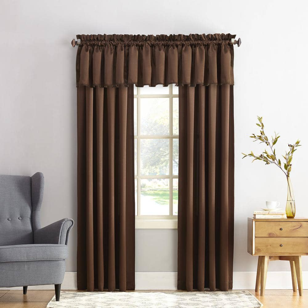 Gregory Chocolate Polyester 54 in. W x 18 in. L Rod Pocket Room Darkening Curtain Valance (Single Panel)