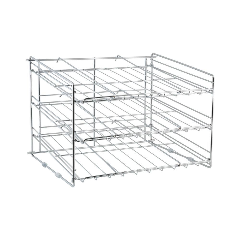 15.87 in. x 18 in. x 12.75 in. Chrome Wire 3-Tier Can Storage Rack