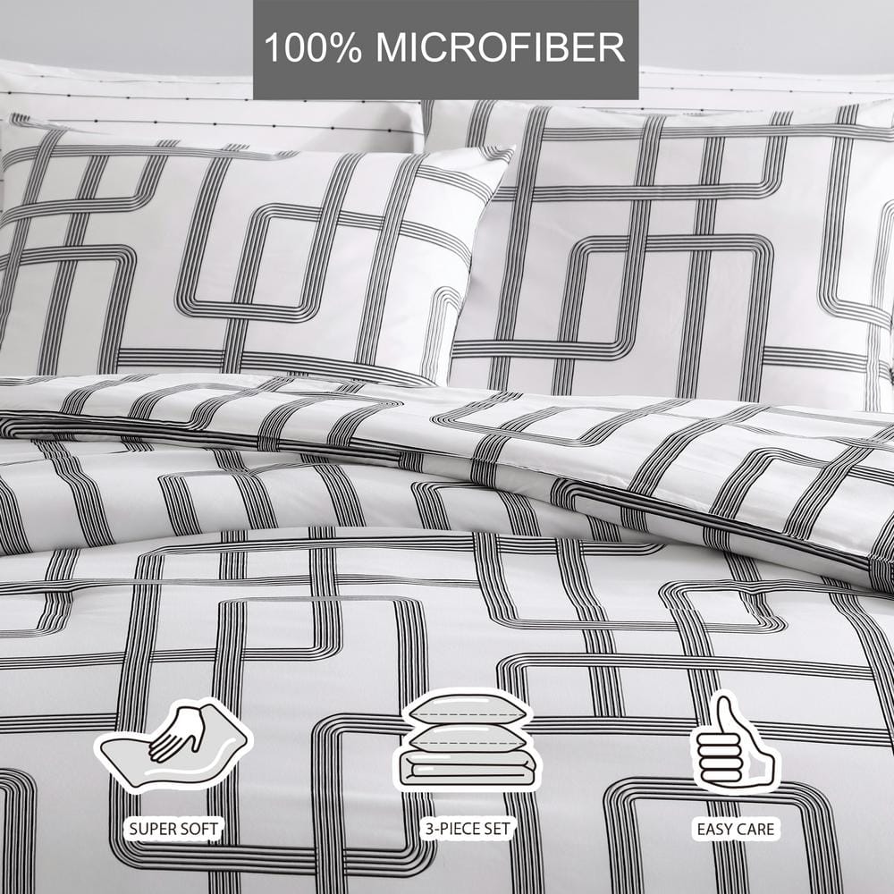 Mainline 3-Piece White Microfiber Full/Queen Comforter Set