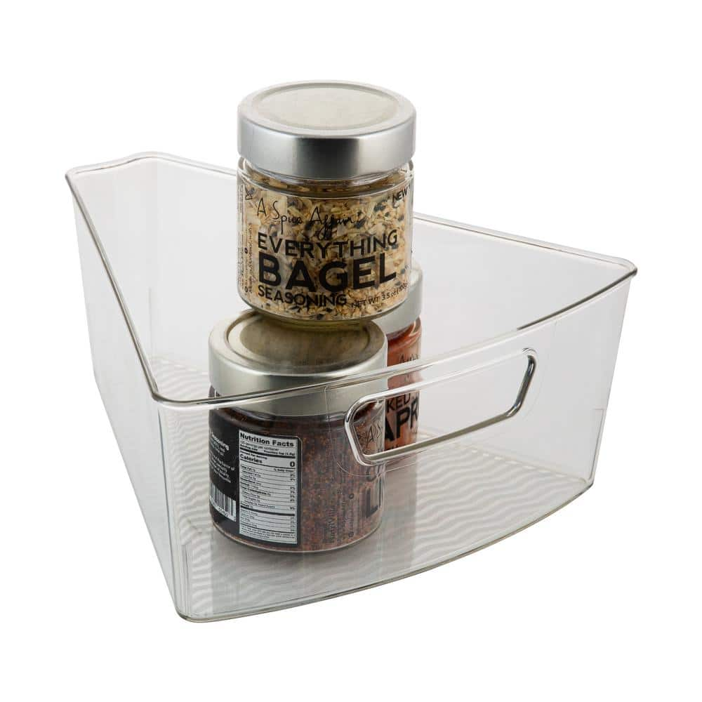 Clear Triangular Lazy Susan Organizer Bins (2-Pack)