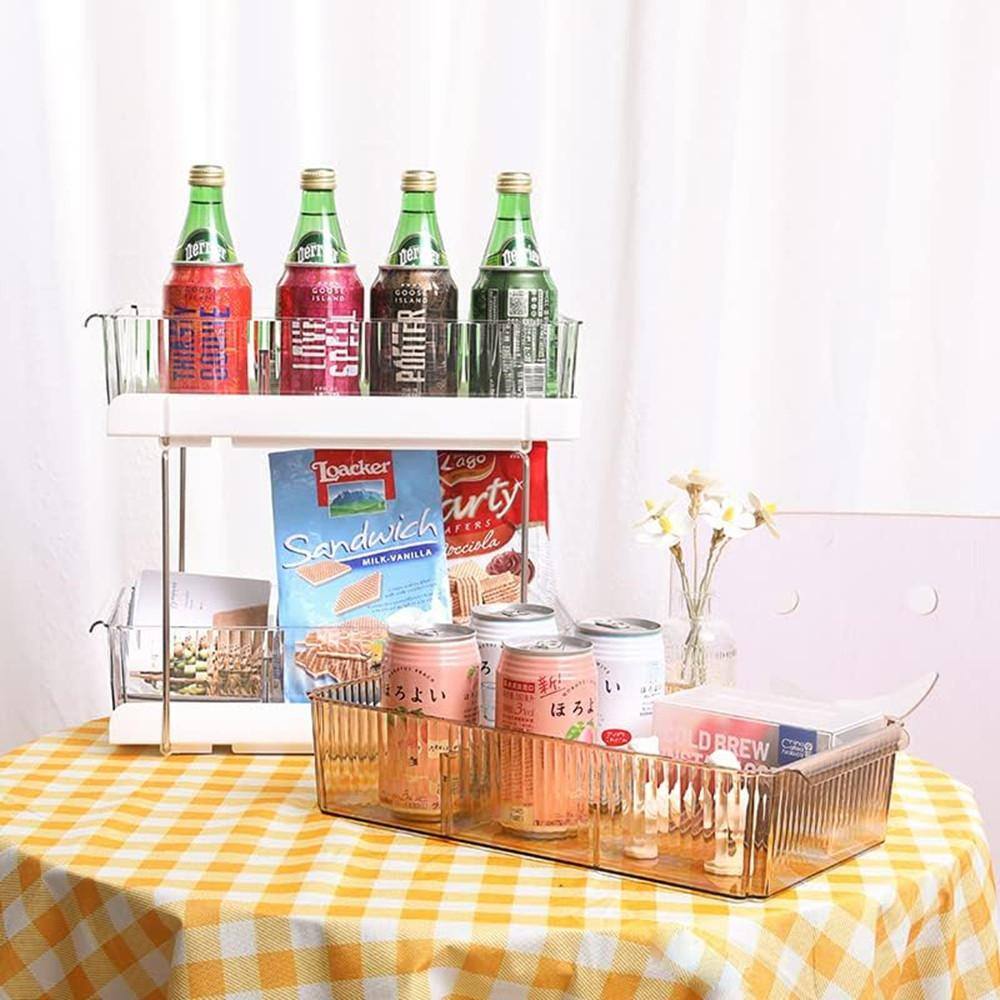 2 Tier Under the Sink Organizer Baskets with Sliding Drawers -Ideal for Cabinet, Countertop, Pantry, and Desktop