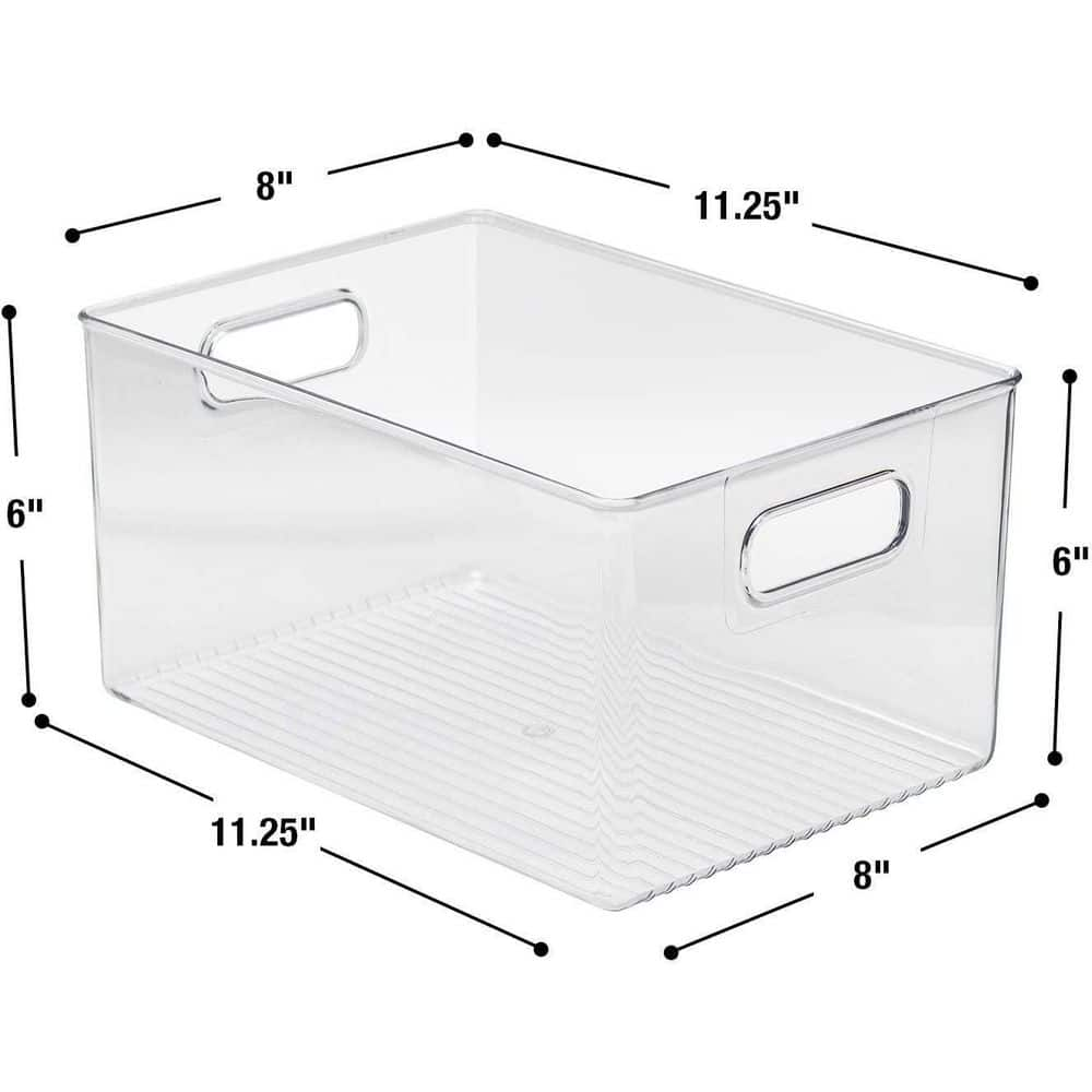 2 Pack Clear Plastic Storage Bins for fridge and Pantry Stackable organizer set