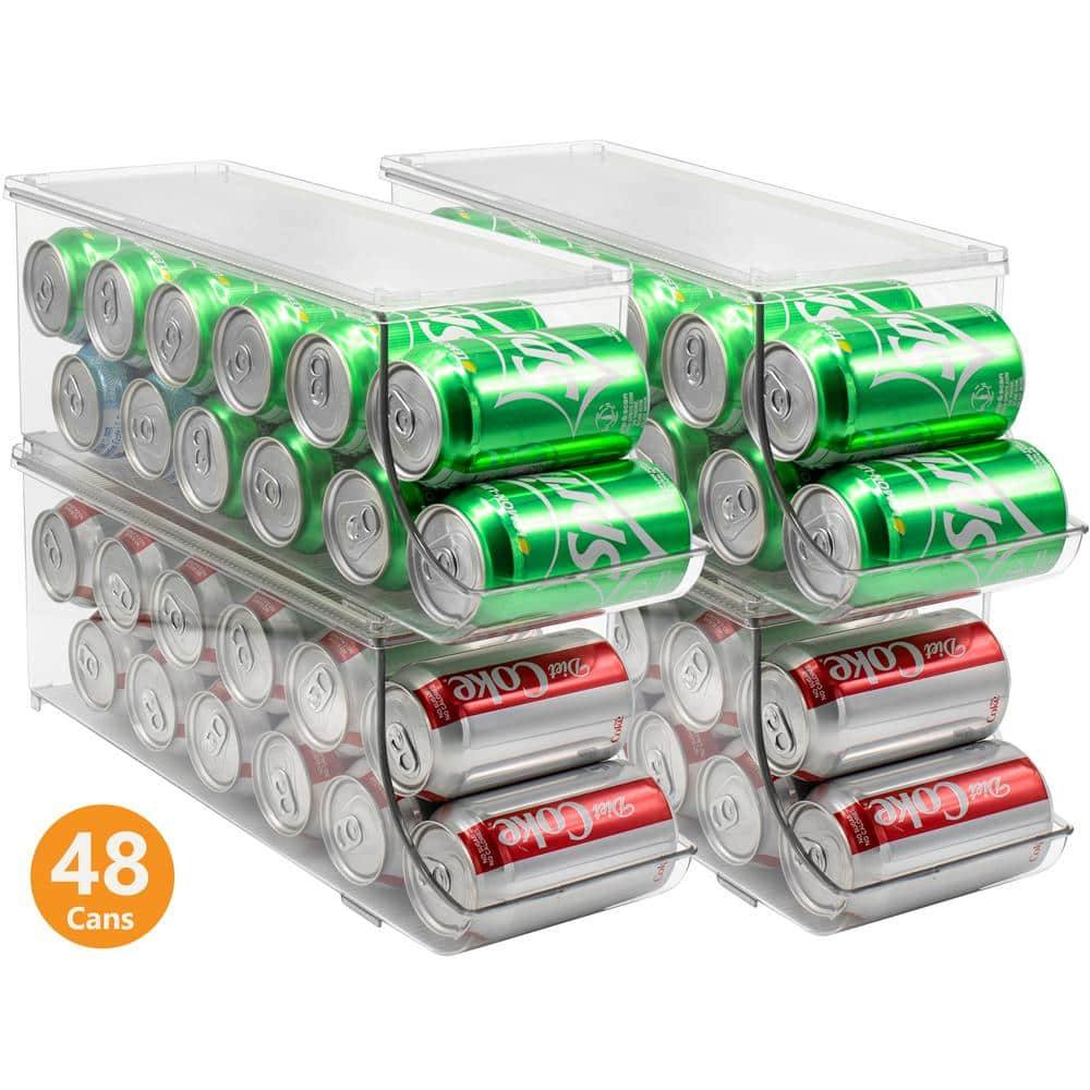 4-Pack Clear Plastic Stackable Dispenser Holds 12-Cans Can Holder