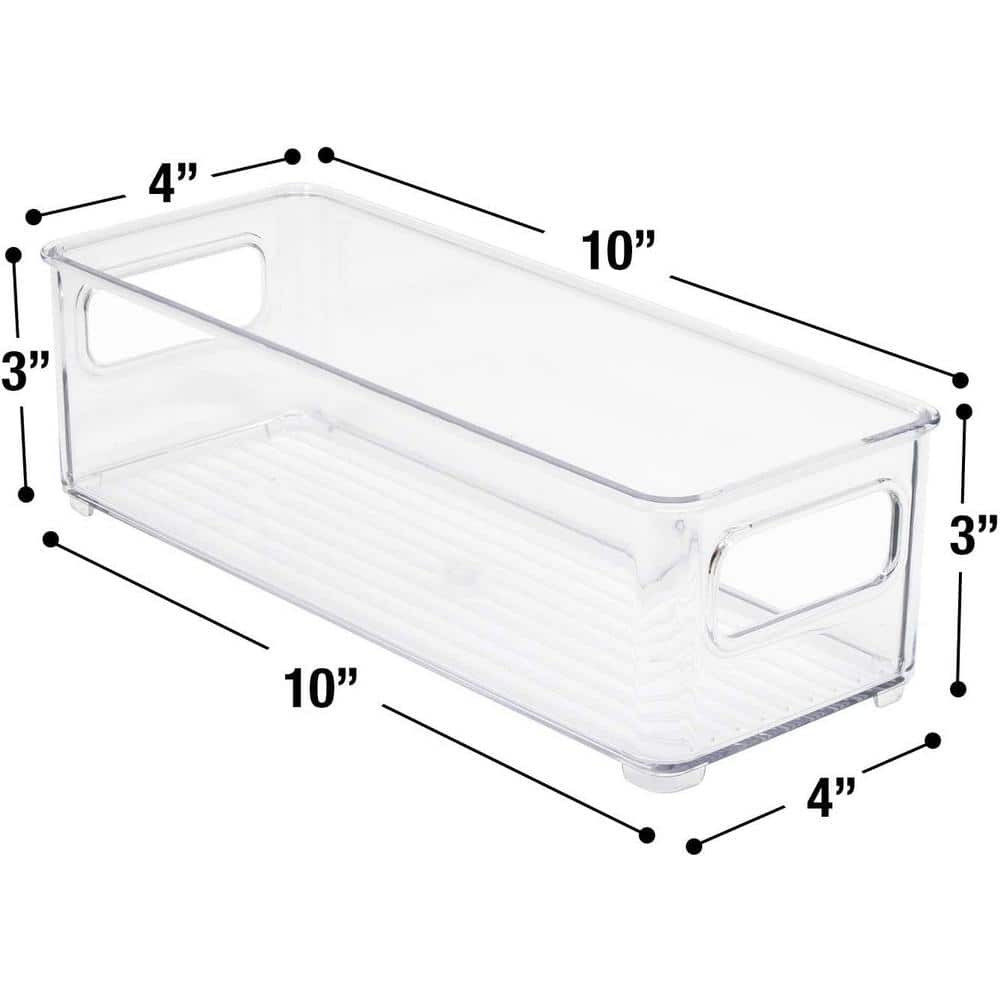 2 Pack Clear Plastic Storage Bins for fridge and Pantry Stackable organizer set