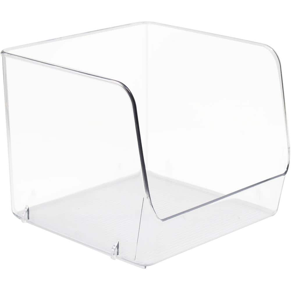 4 Pack Clear Plastic Storage Bins for fridge and Pantry organizer set