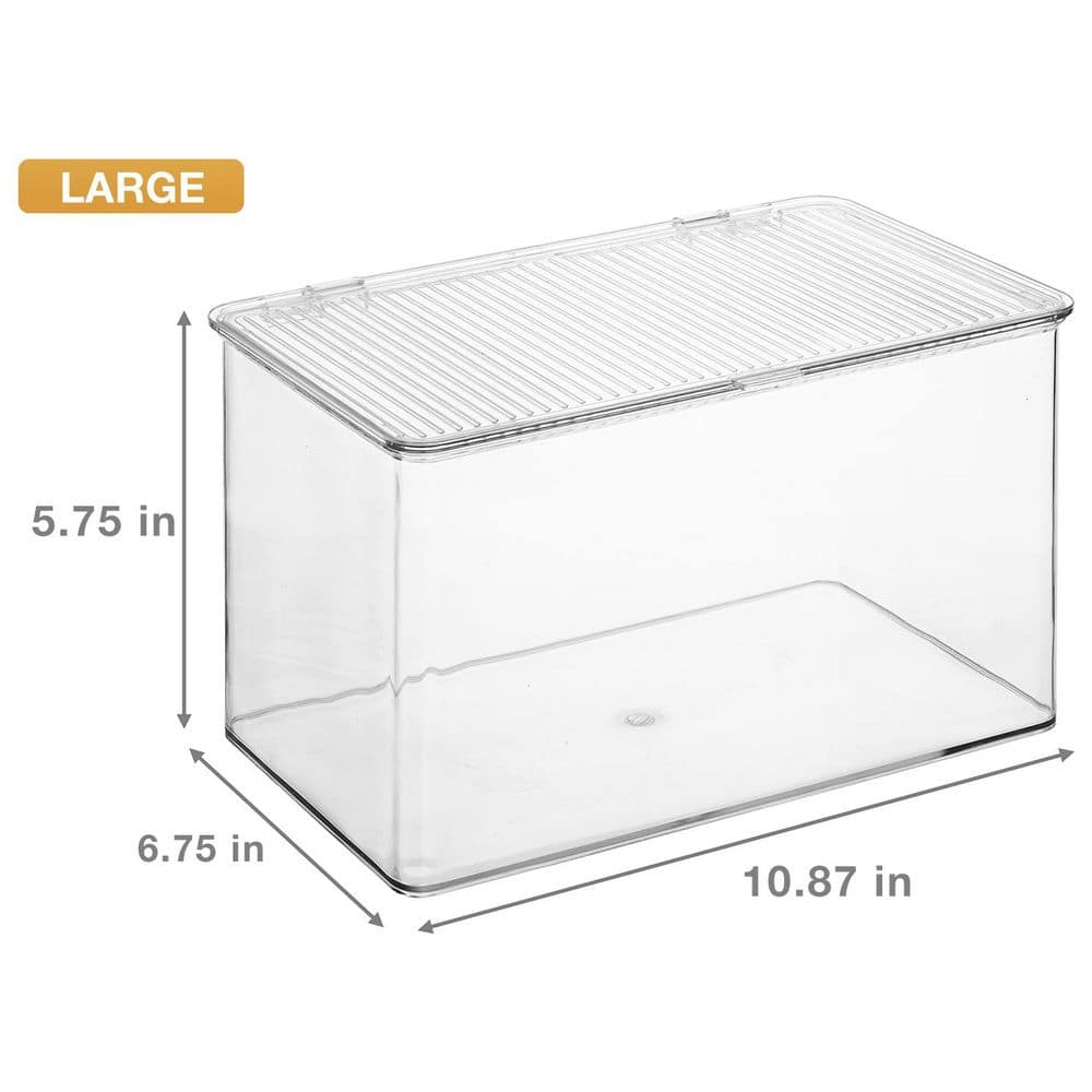 2 Pack Clear Plastic Storage Bins with deviders and Lids for fridge and Pantry Stackable organizer set