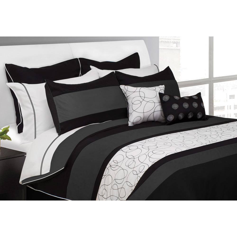 Safdie & Co. Black Graphic Queen Polyester Comforter Only