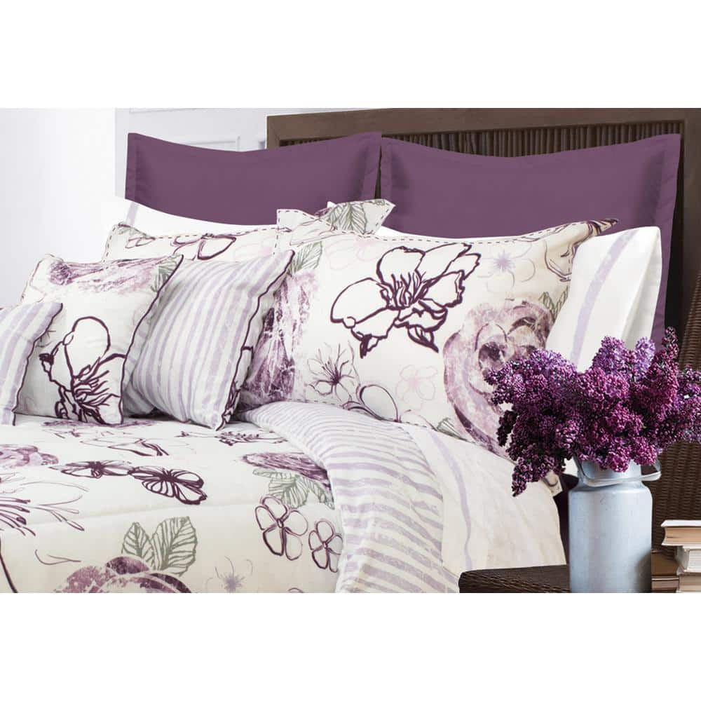 Safdie & Co. Purple Floral Queen Polyester Comforter Only