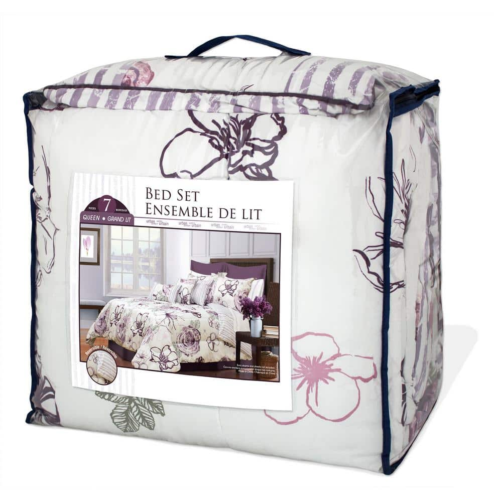 Safdie & Co. Purple Floral Queen Polyester Comforter Only