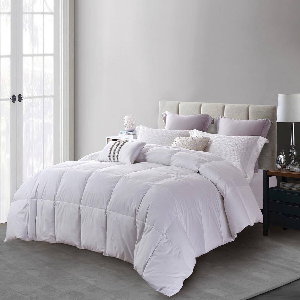 White 100% Cotton Goose Feather and Down Twin Comforter