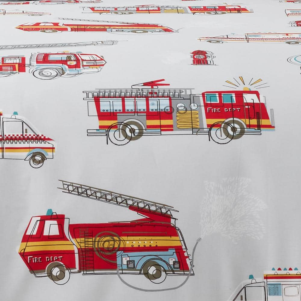 Company Kids Firetrucks Multicolored Organic Cotton Percale Twin Comforter Set