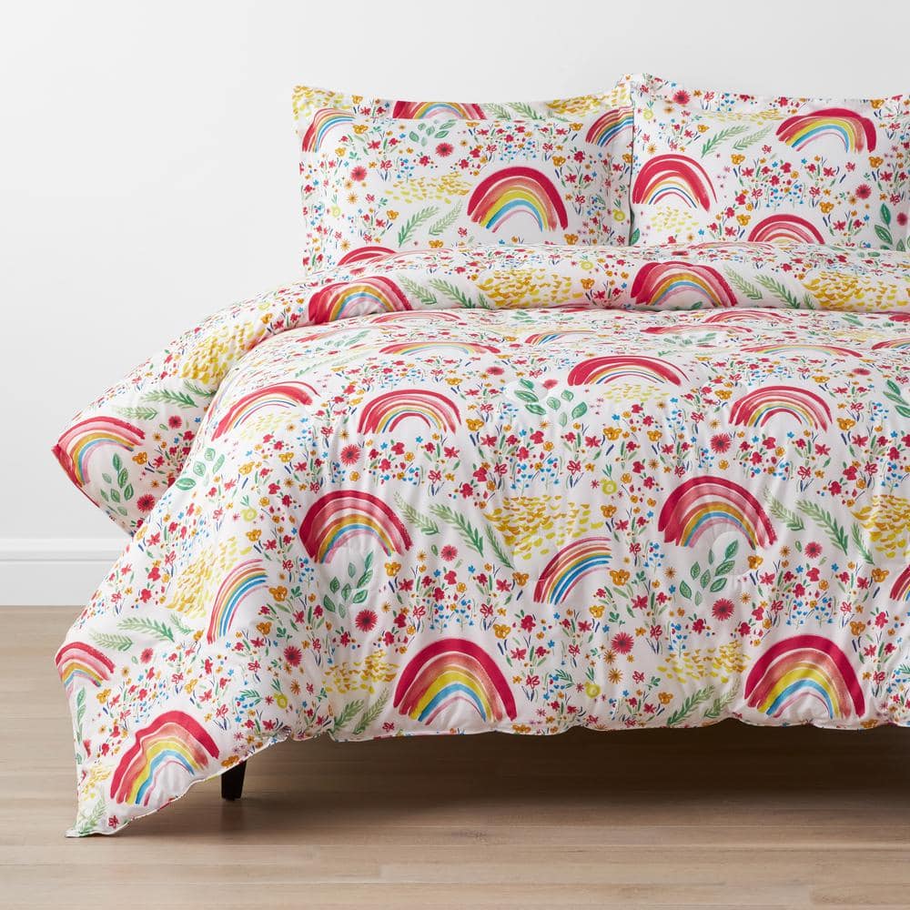 Company Kids Rainbow 2-Piece Multicolored Organic Cotton Percale Twin Comforter Set