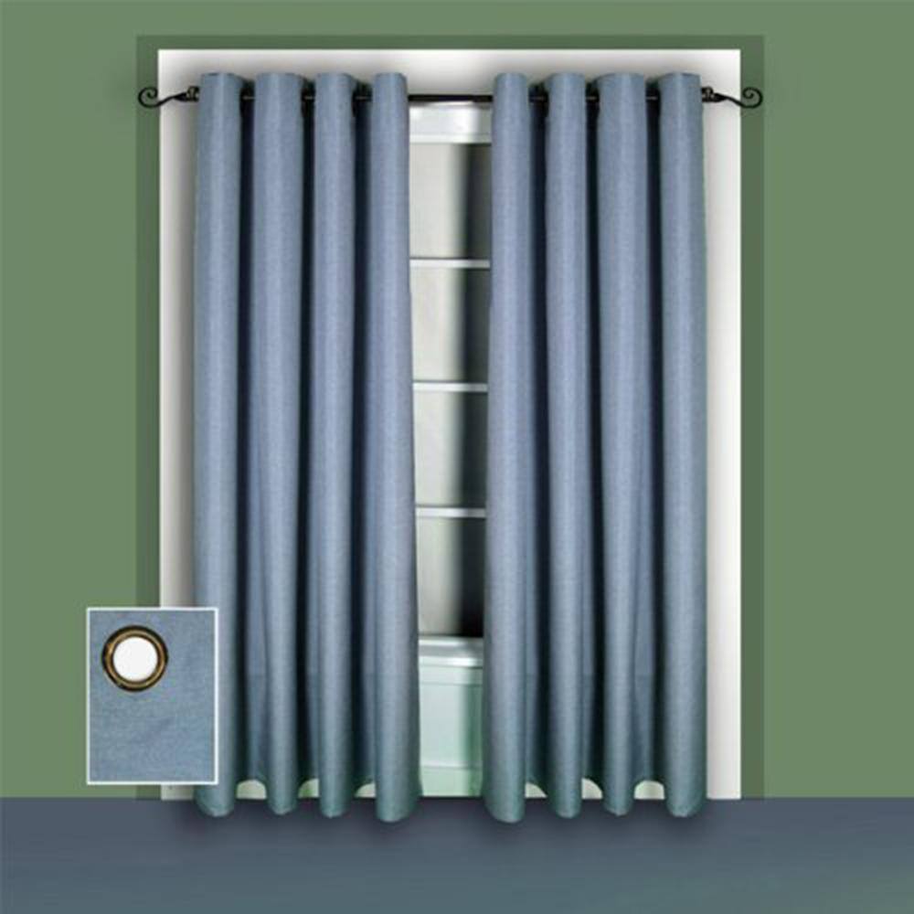 Cornflower Blue Woven Grommet Room Darkening Curtain – 56 in. W x 96 in. L