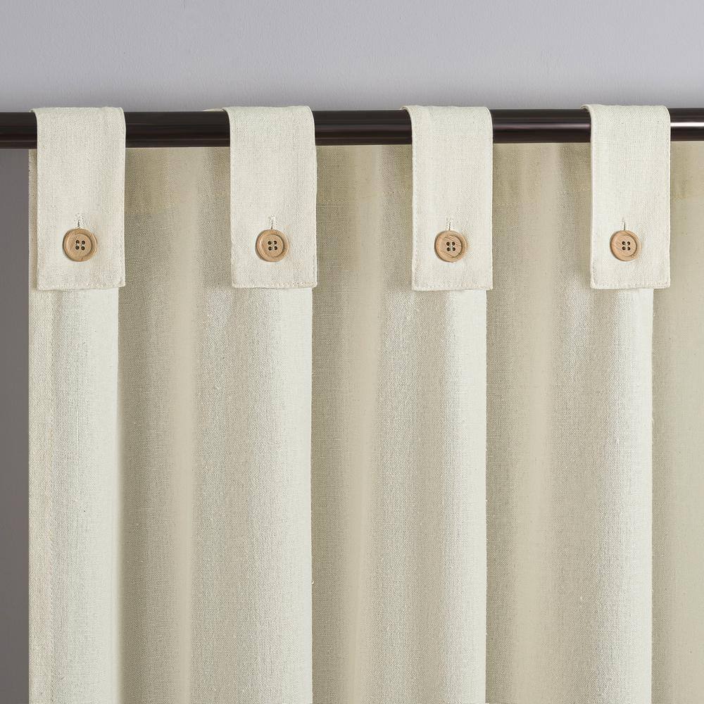 Boulder Button Tab Cream Cotton Blend 40 in. W x 84 in. L Tab Top Light Filtering Curtain (Single Panel)