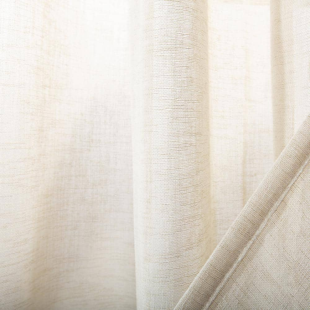 Cream Solid Grommet Sheer Curtain – 52 in. W x 96 in. L