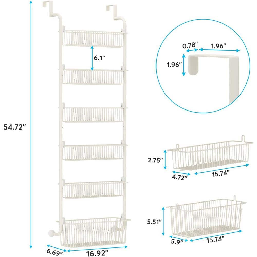 6-Tier Cream White Pantry Organizer Detachable