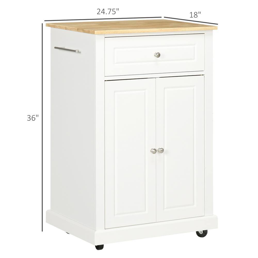 Rolling Kitchen Island Cart, Portable Serving Trolley Table with Drawer, Adjustable Shelf and 2 Towel Racks