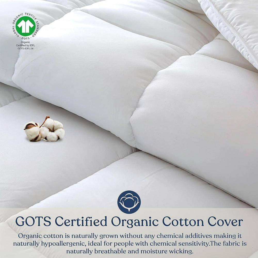 Microfiber Down Alternative Solid White, 100% Organic Cotton King Comforter