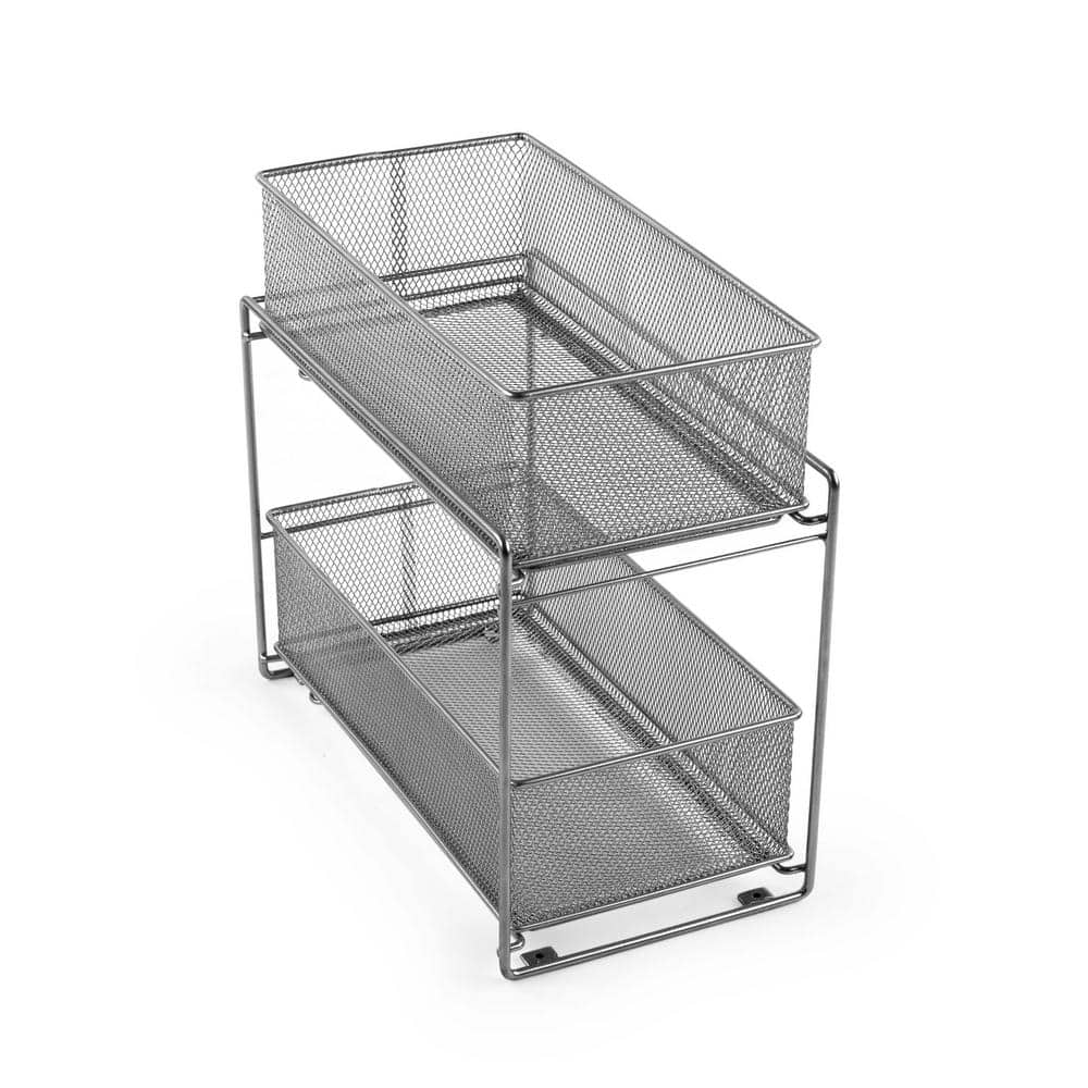 MeshWorks Silver Metal Cabinet Basket Organizer