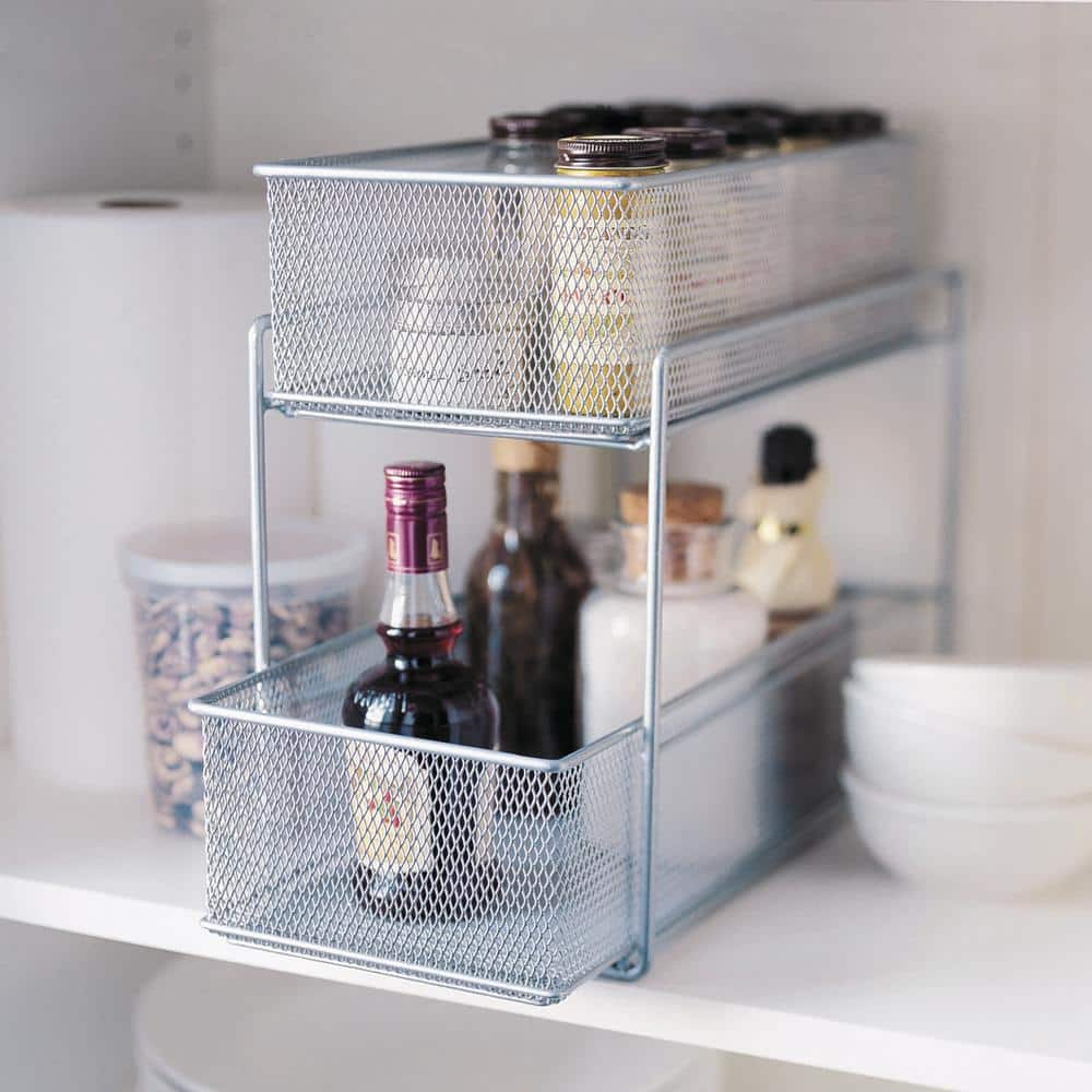 MeshWorks Silver Metal Cabinet Basket Organizer