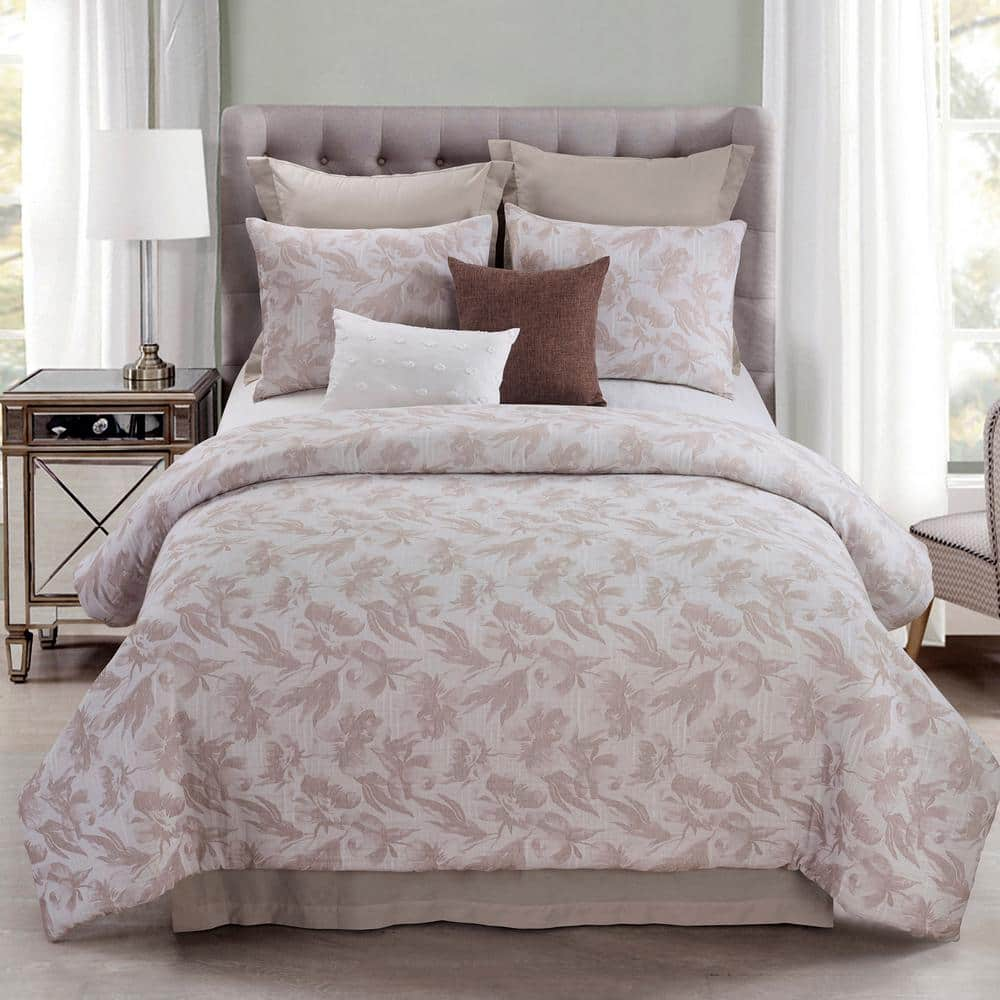 Almaria 3-Piece Blush Cotton Queen Comforter Set