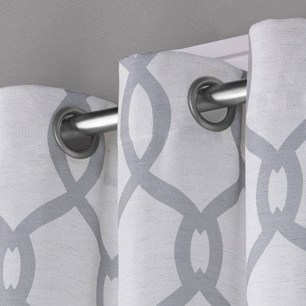 Kochi Dove Grey Ogee Light Filtering Grommet Top Curtain, 54 in. W x 108 in. L (Set of 2)