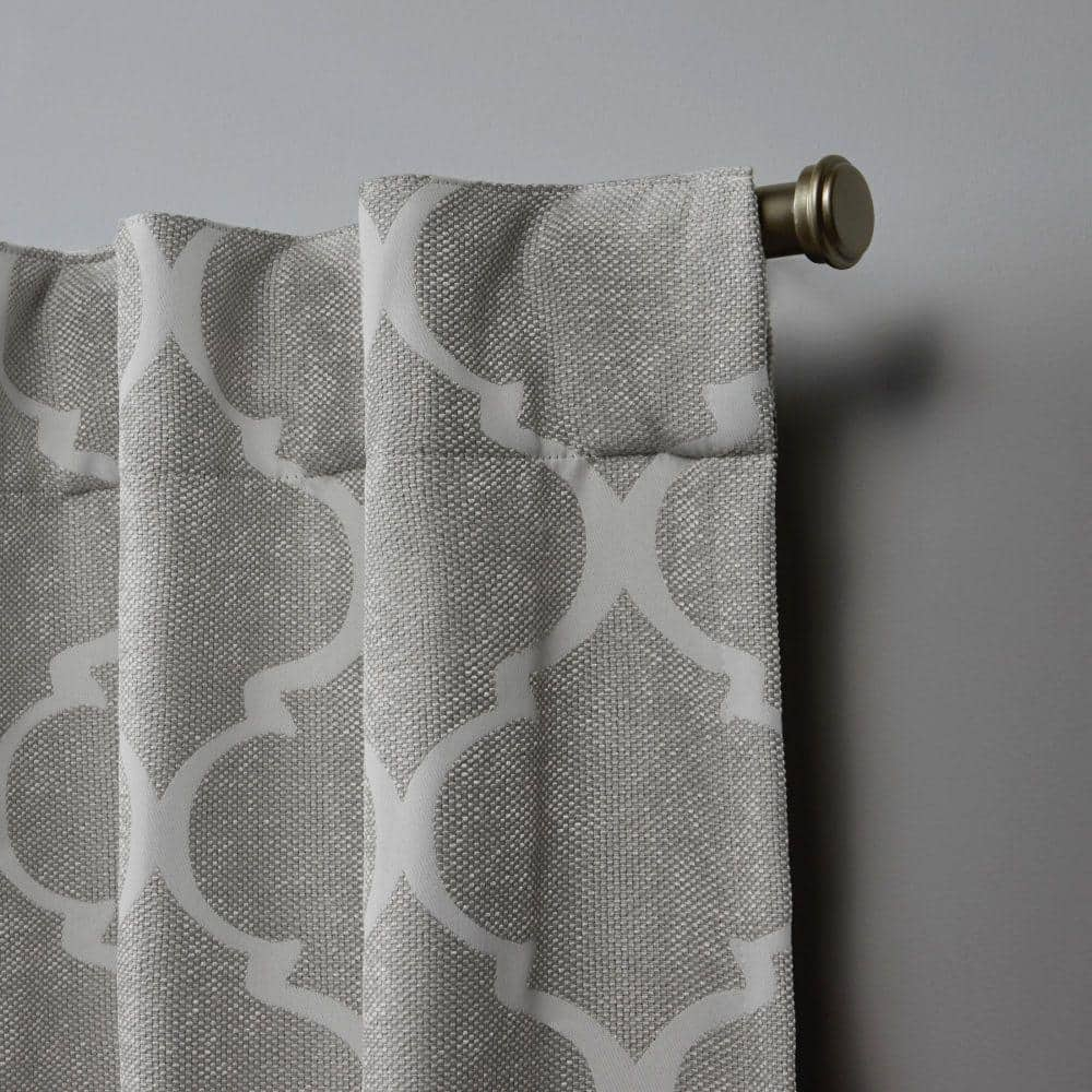 Treillage Dove Grey Trellis Woven Room Darkening Hidden Tab / Rod Pocket Curtain, 52 in. W x 84 in. L (Set of 2)