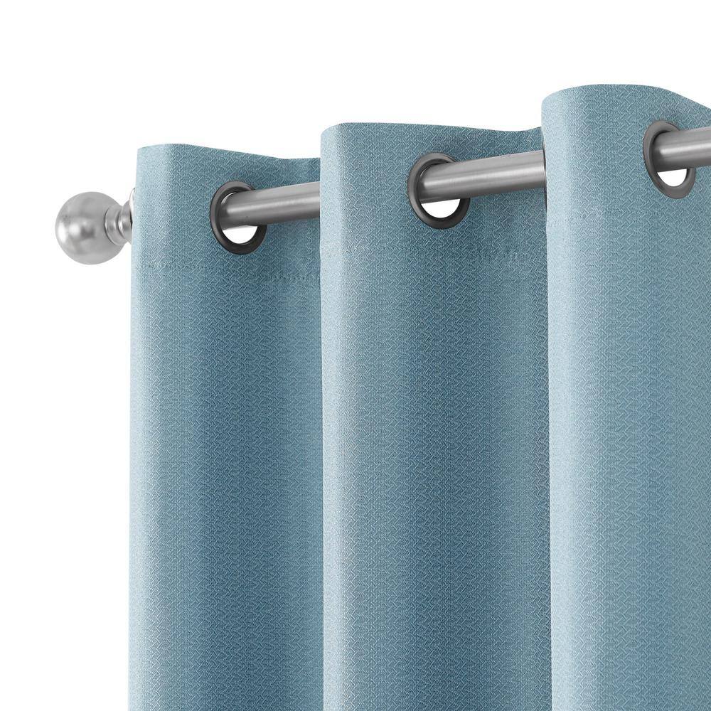 Milton Thermal Woven Room Darkening Dusty Blue Grommet Curtain 38 in. W x 84 in. L (2 Panels)