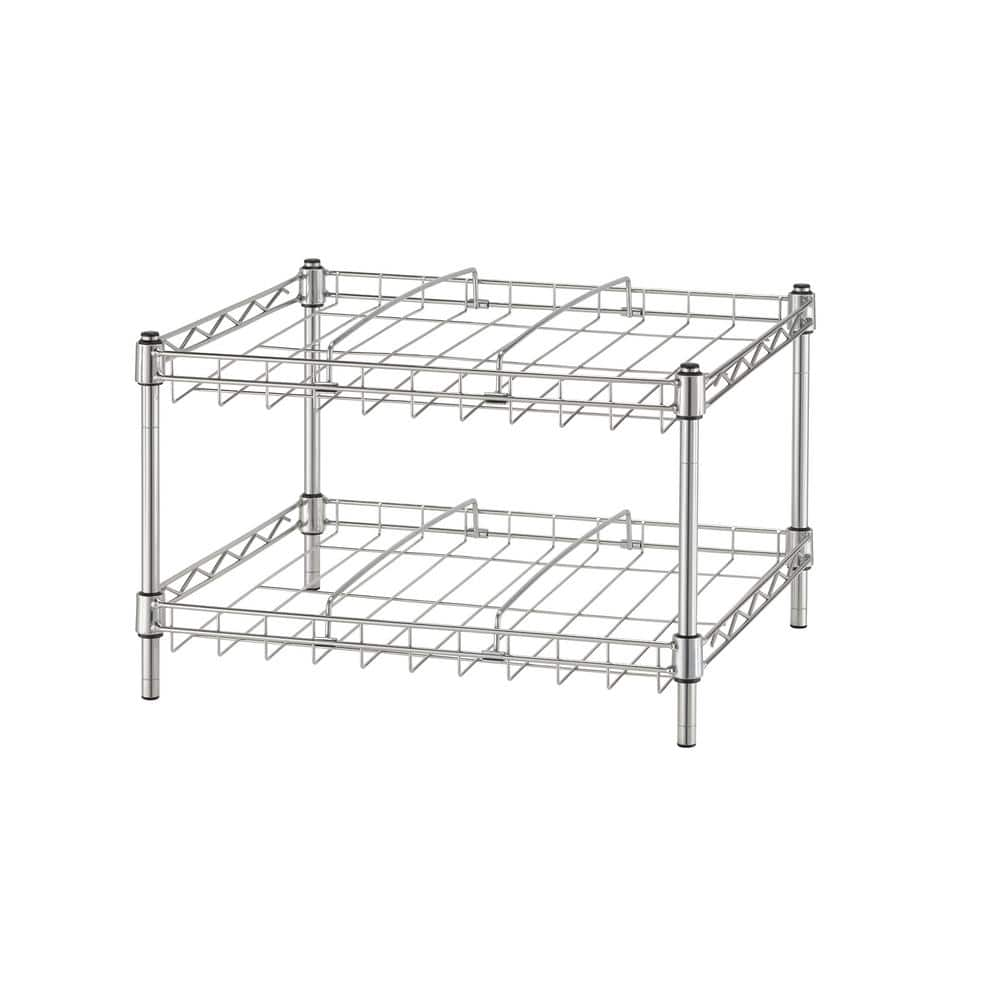 2-Shelf Can Organizer with Adjustable Dividers in Chrome