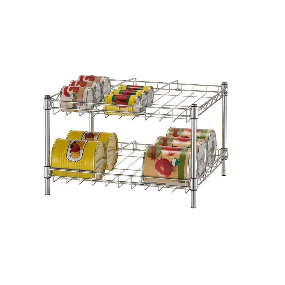 2-Shelf Can Organizer with Adjustable Dividers in Chrome