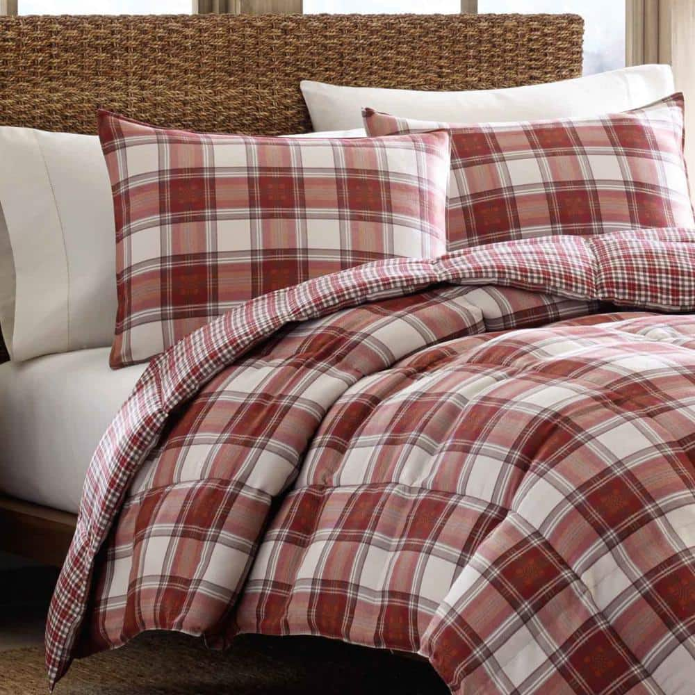 Edgewood 2-Piece Red Plaid Micro Suede Twin Comforter Set