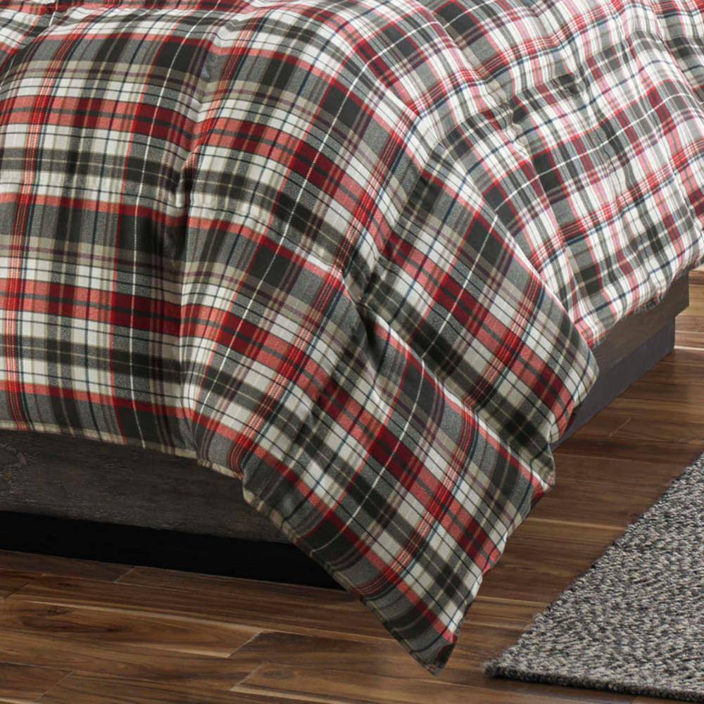 Astoria 3-Piece Red Plaid Plush Micro Suede King Comforter Set