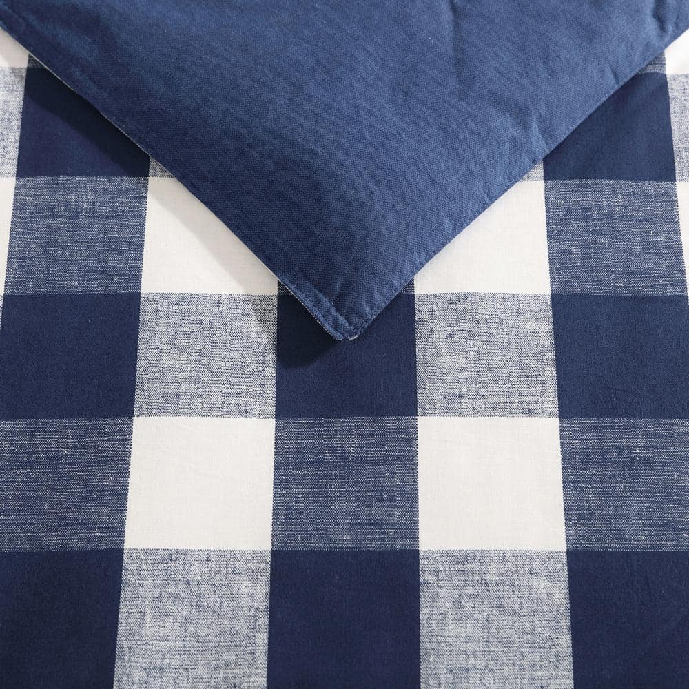 Lakehouse Plaid 3-Piece Blue Plaid Cotton Full/Queen Comforter