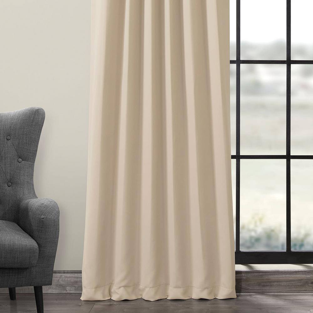 Egg Nog Polyester Room Darkening Curtain – 50 in. W x 96 in. L Rod Pocket with Back Tab Single Curtain Panel