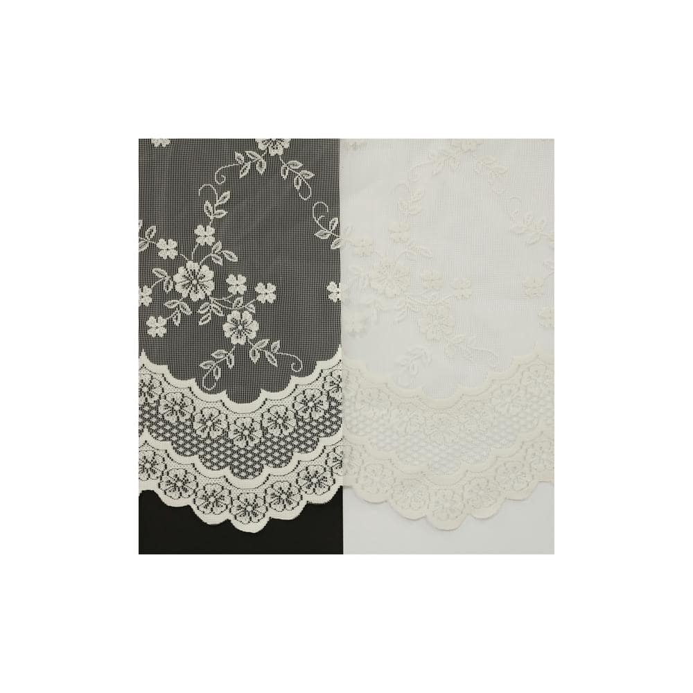 Mona Lisa Eggshell Lace – 56 in. W x 72 in. L Rod Pocket Curtain Panel