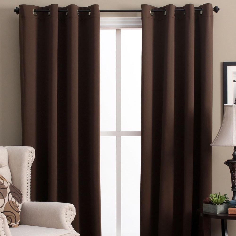 Espresso Polyester Solid 56 in. W x 84 in. L Grommet Blackout Curtain