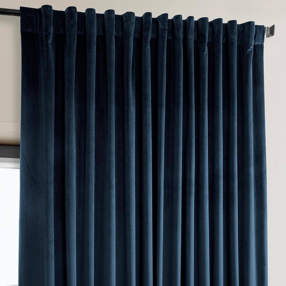 Eternal Blue Heritage Plush Velvet Extrawide Room Darkening Rod Pocket Curtain 100 in. W x 108 in. L (1 Panel)