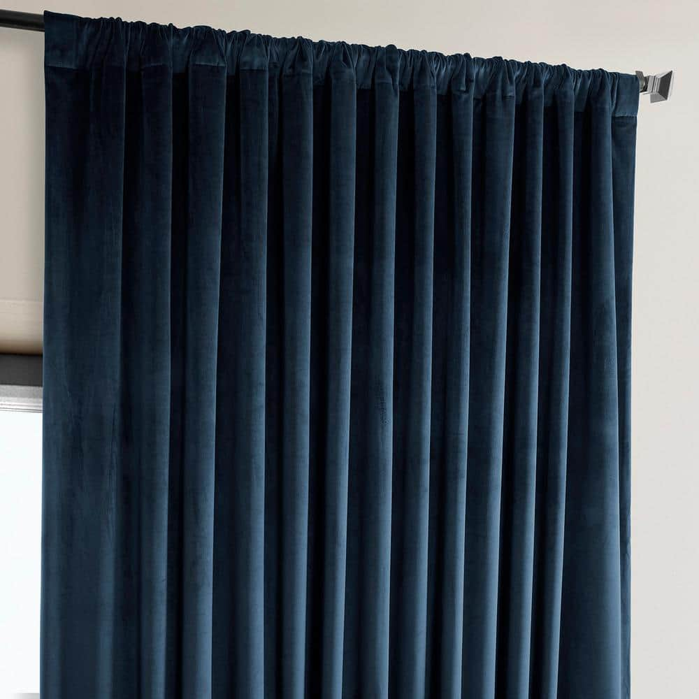 Eternal Blue Heritage Plush Velvet Extrawide Room Darkening Rod Pocket Curtain 100 in. W x 108 in. L (1 Panel)