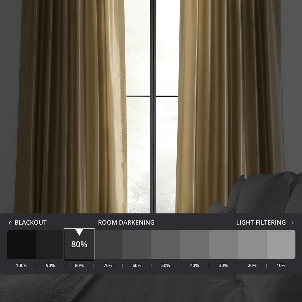 Flax Gold Solid Rod Pocket Room Darkening Curtain – 50 in. W x 108 in. L (1 Panel)